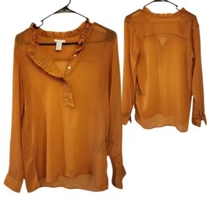 H&M sheer blouse rust orange color size 6 small/medium flowy spring top Like new